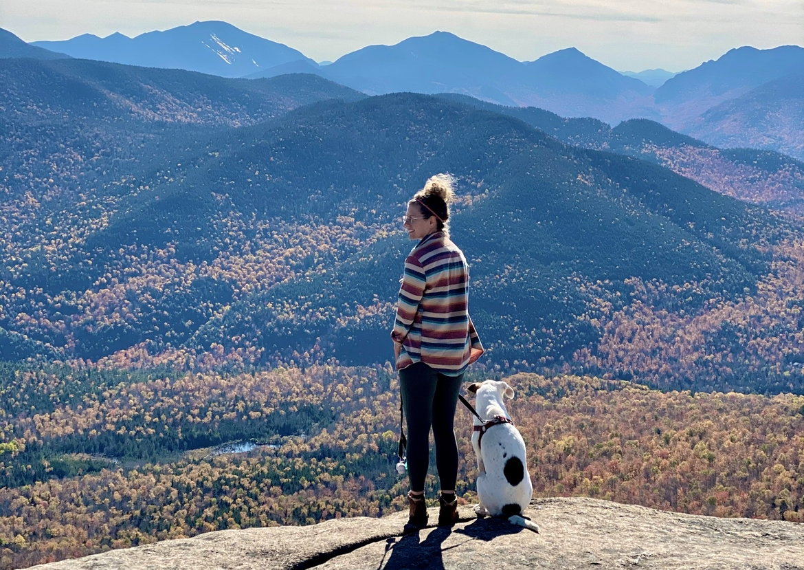 Rosemarie Scharf with her dog Bella