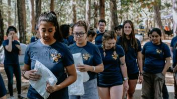 students in line for ppe